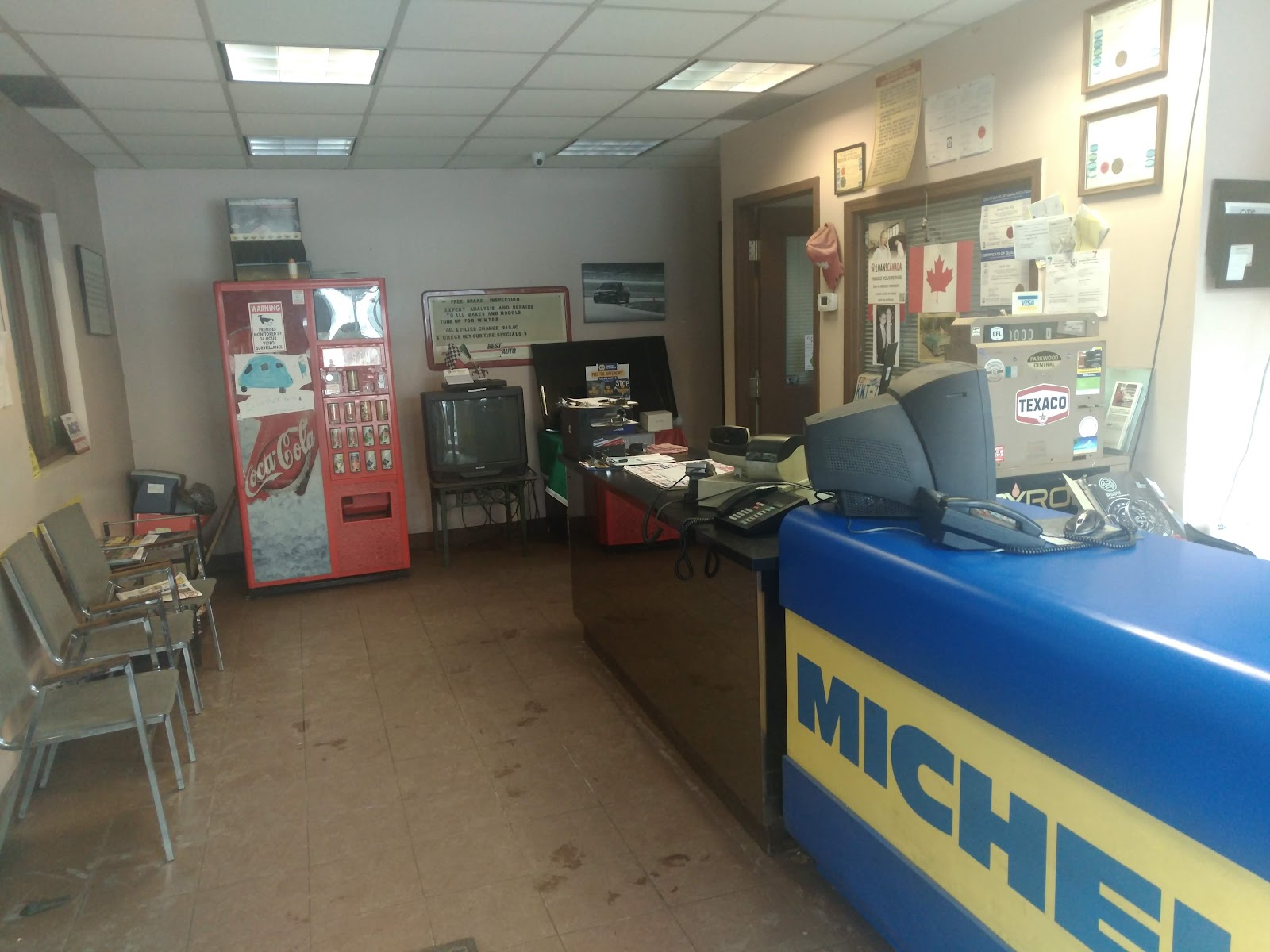 Front counter inside Old Park Auto Service on Roselawn Avenue