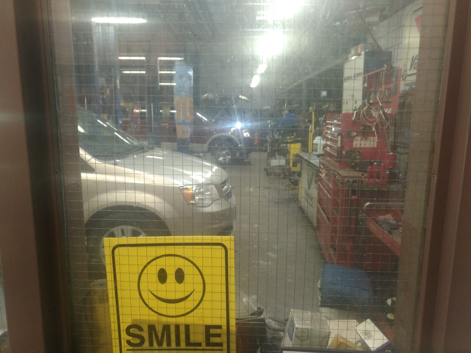 Looking into the service bays at Old Park Auto